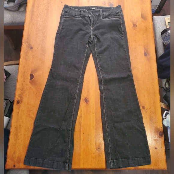 White House Black Market Faded Black Denim Wide Legged Trouser Leg 6R Bejeweled - Picture 1 of 12